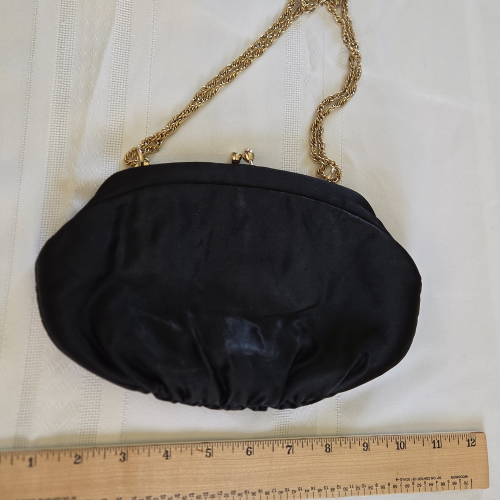 Chic Black Clutch with Gold Chain